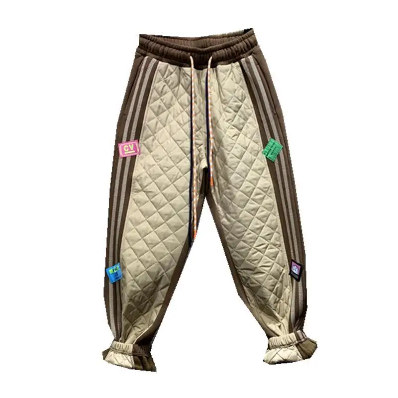 150kg Cotton Down Winter Trousers Women Casual Drawstring Loose Pluffy Harem Pant Plus Size Vintage Mom Pantalones High Waist