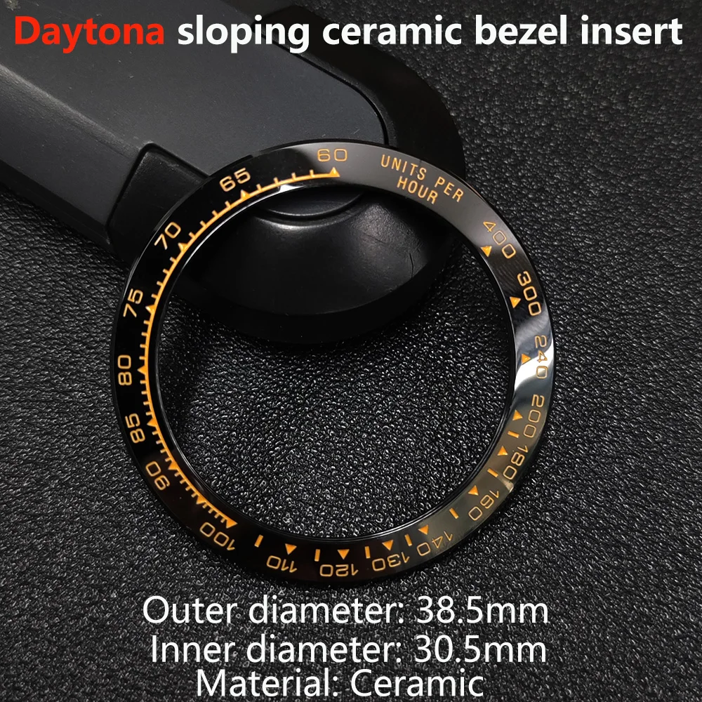 38.5MM Sloping Ceramic Bezel Insert Daytona Bezel No Luminous Watch Repair Parts Watch Accessories