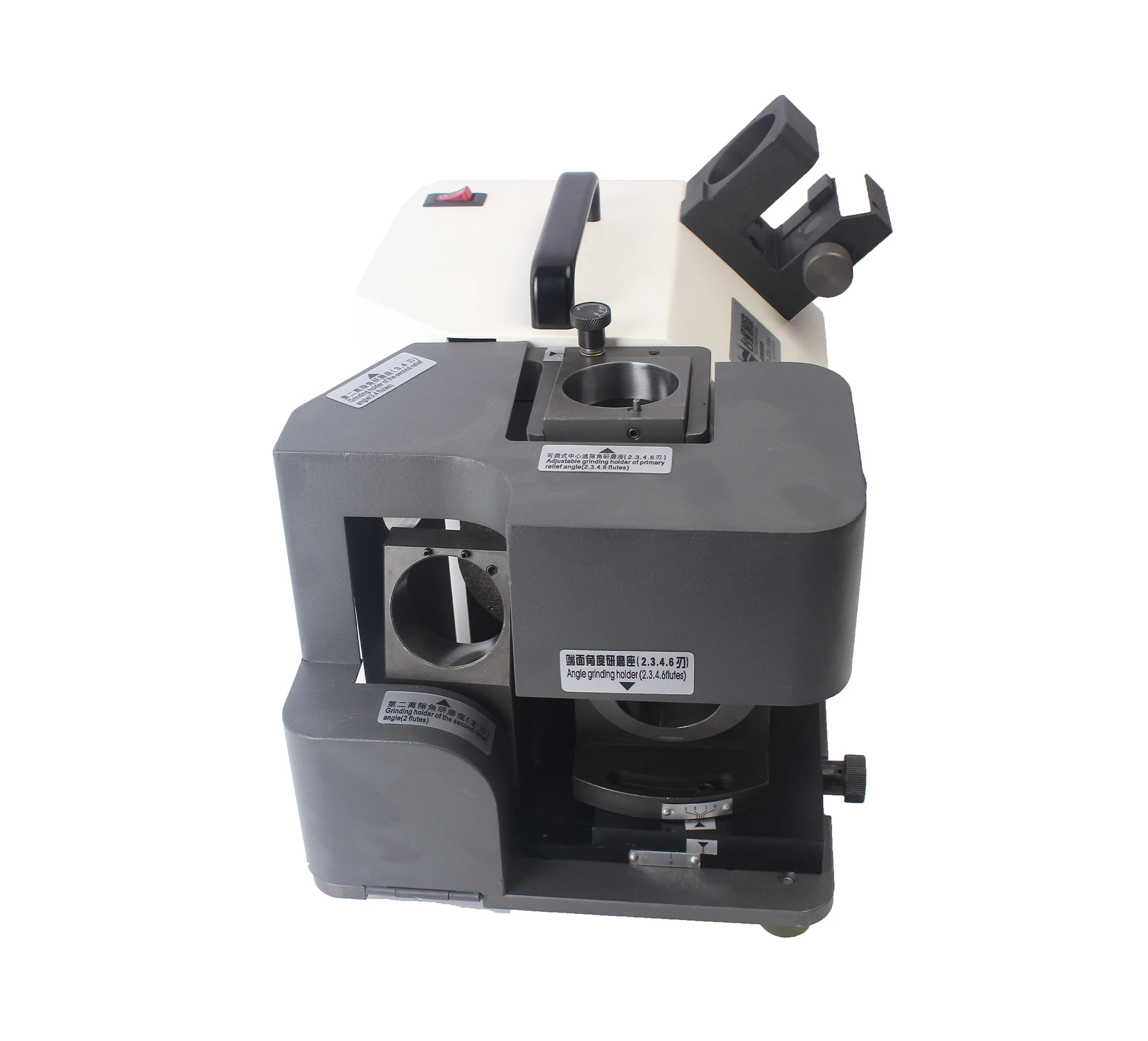 TX-X5 Portable End Mill Sharpener, 2/3/4 Flute Milling Cutter Re-Sharpening Grinder Equipped with CBN & SDC Grinding Wheels