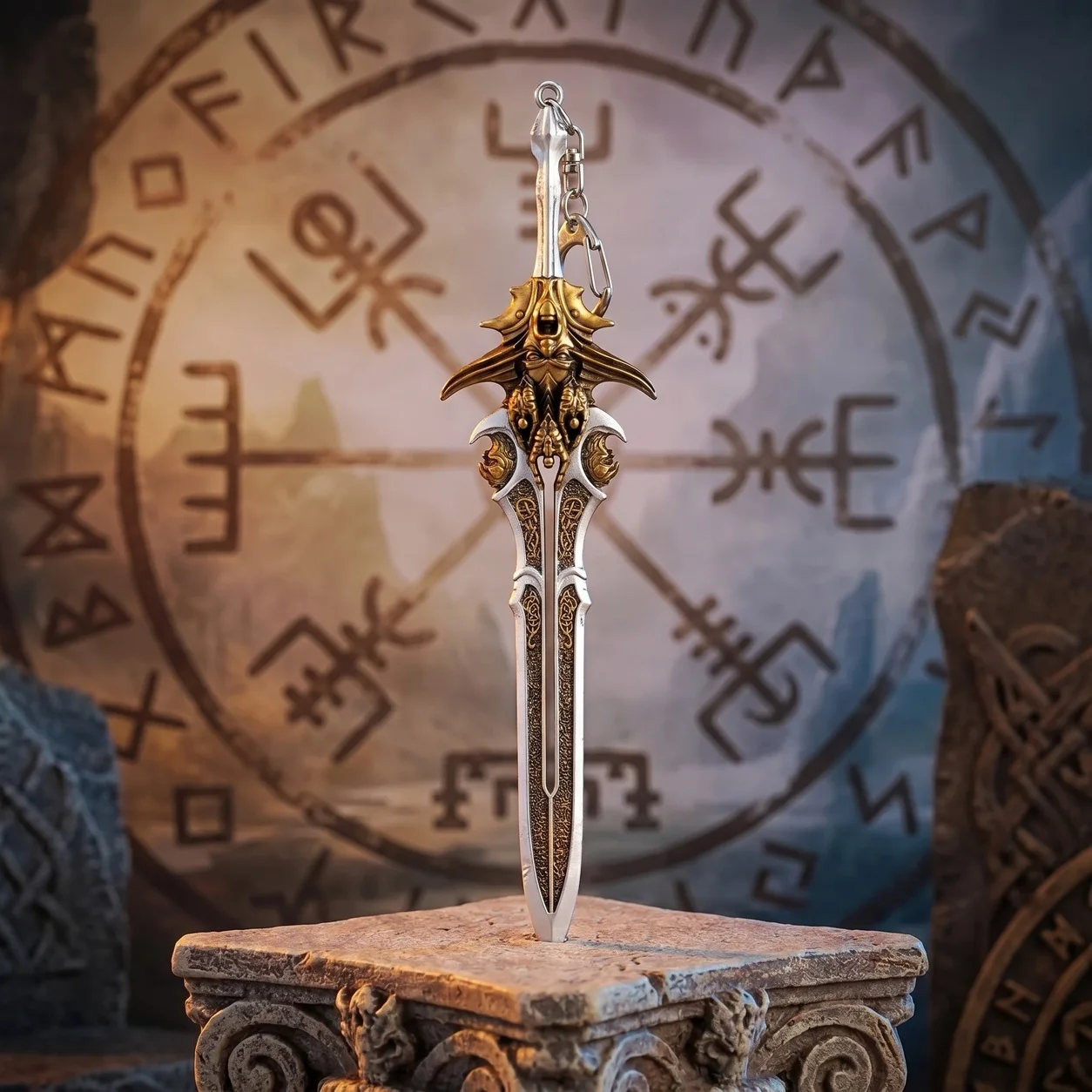 8.7 Inch God of War Kratos Mini Metal Decorative Sword Axe Cosplay Prop Display Blade Collection Gift Anime Game Desk Decor