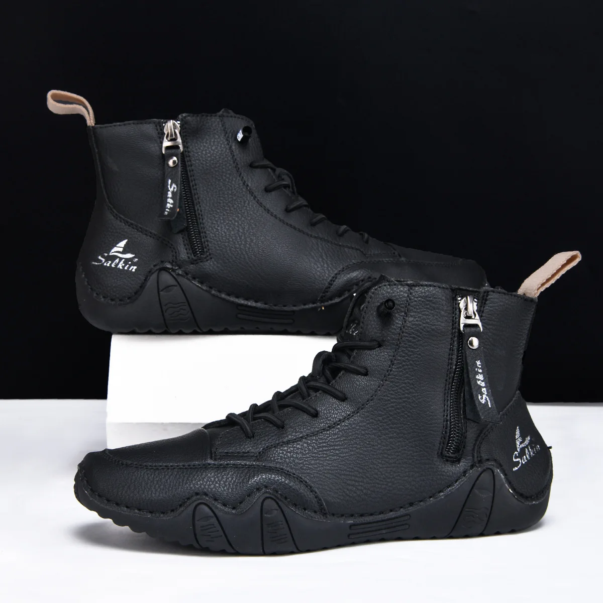 New 2026 Handmade Men's Ankle Boots Design Sneakers Man Outdoor Casual Leather Men Shoes Ankle Boots Fall Breathable Big Size 48