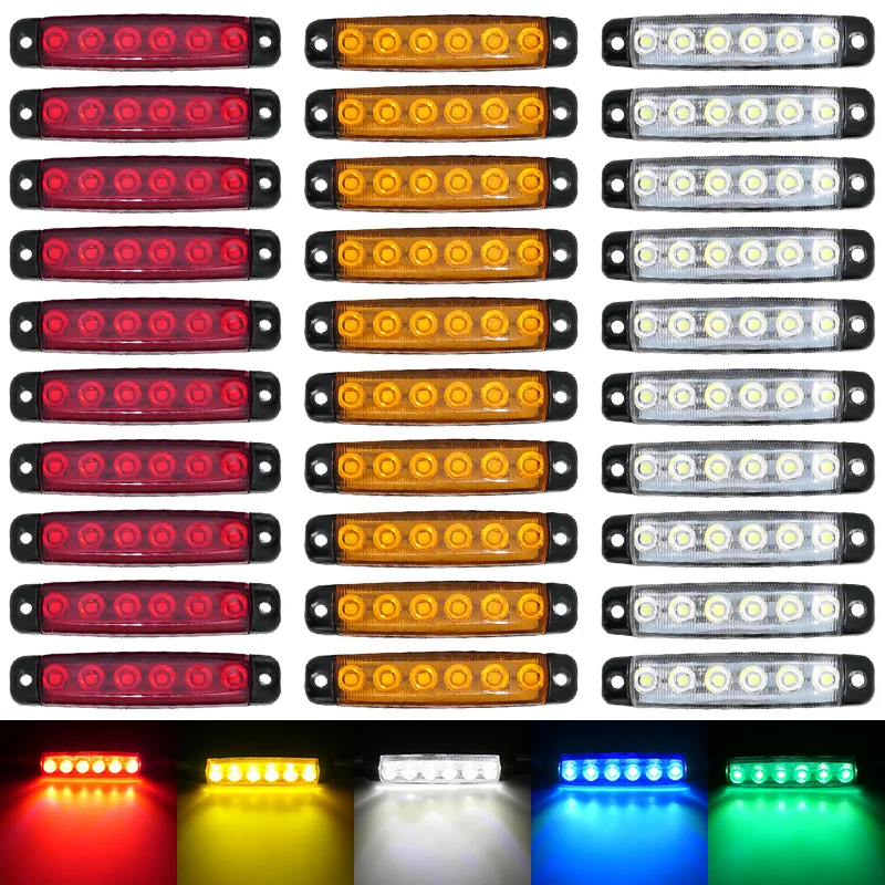 10pcs 24V LED Side Marker Lights Car External Lights Warning Tail Light Signal Brake Lamps for Truck Trailer Lorry Bus