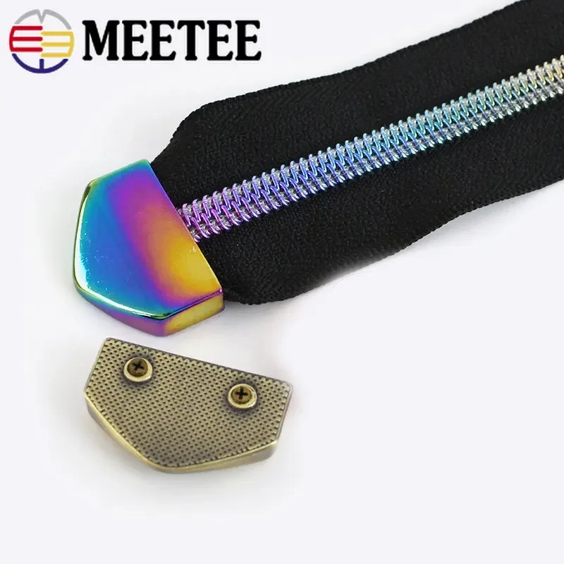 Meetee 5/10Pcs 12/16/18/25mm Metal Tail Clip Stopper Buckles Zipper End Hook Bags Screws Decoration Buckle DIY Carfts Accessory