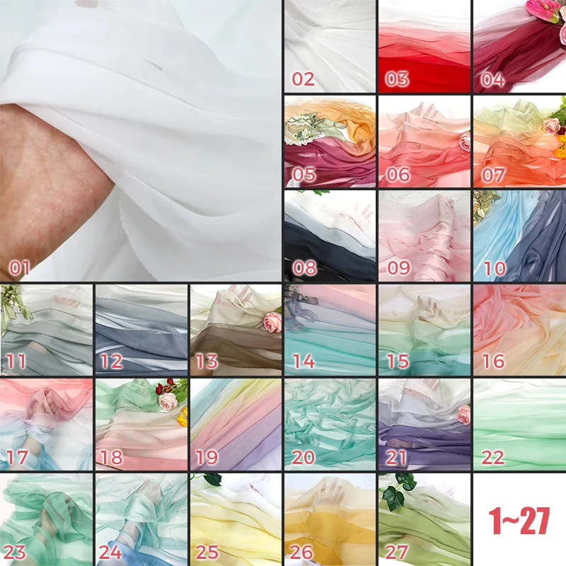 100x150cm Farbverlauf Chiffon-Stoff DIY Regenbogen Abendkleid Tanzkleid Nähmaterial Bedruckter Seidenstoff Bühnenkostüm Dekorationsmaterial – Detail 3