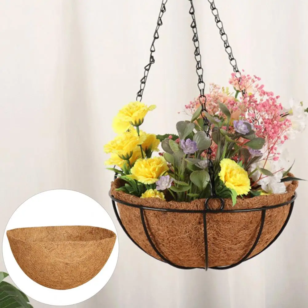 Round Coco Coir Liner Breathable Coconut Fiber Pot Liner Garden Wall Hanging Planter Insert Liner Natural Coconut Fiber Flower B