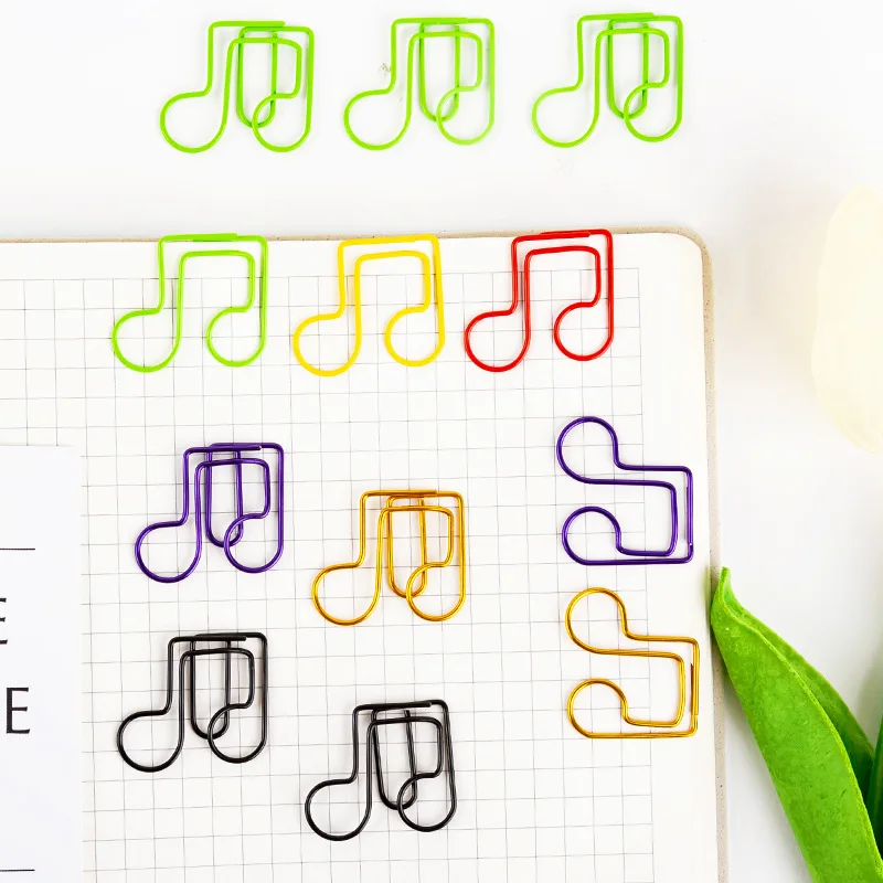 Plastic-coated Line Nice Color Music Note Paper Clip Shaped Creative Paper Clips For Planner Student Papers Classification Clip