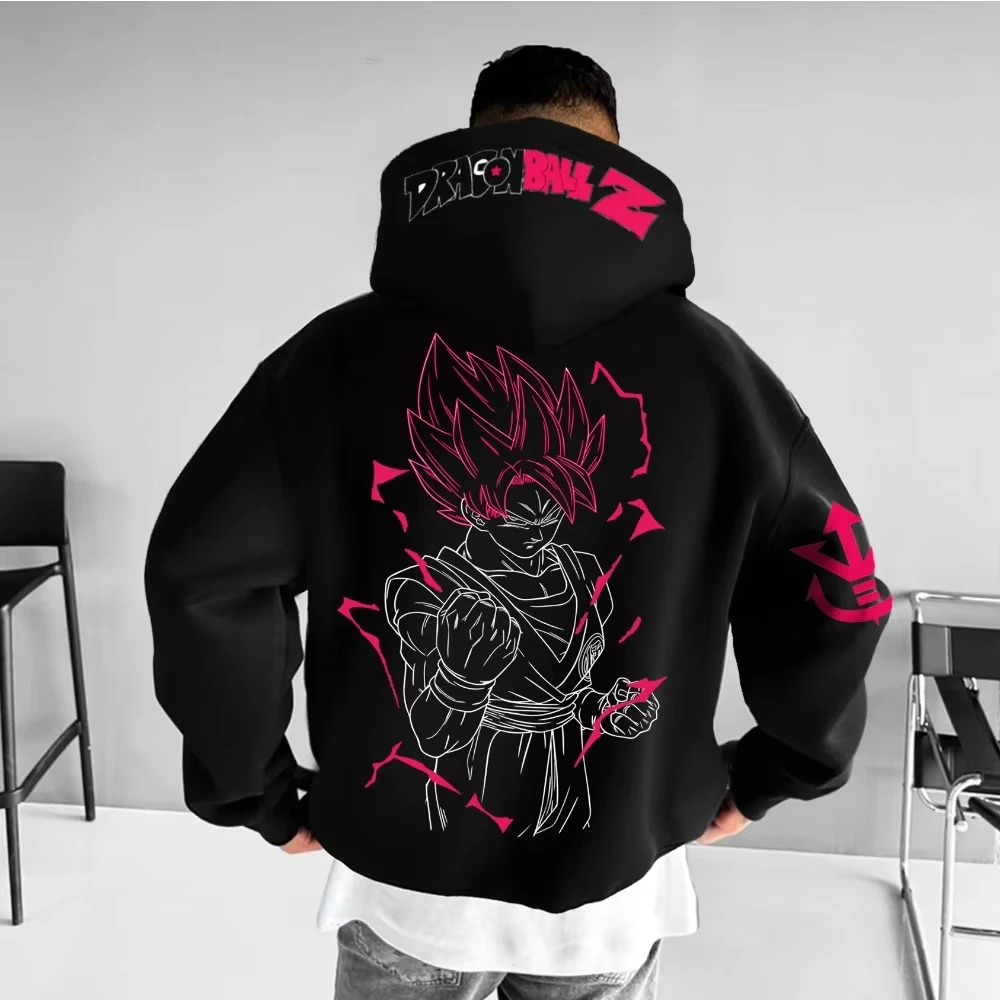 سترة بغطاء للرأس للرجال من Dragon Ball Zamasu Goku باللون الأسود الياباني أنيمي الصيف الخريف الصبي الاطفال Harajuku سترة بقلنسوة طويلة مريحة