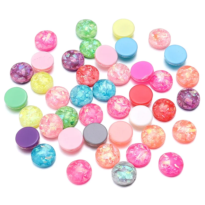 DC 50pcs/lot Resin Cabochons 6-12mm Multicolor Round Shape Spacer DIY Ring Earring Necklace Jewelry Finding Accessories