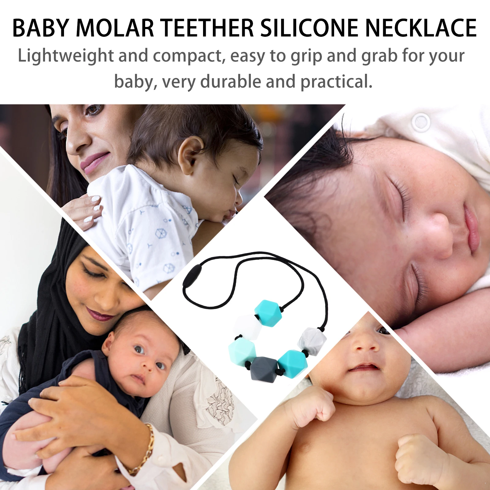 

Baby Teething Necklace Silicone Molar Teether Toy Newborn Infant Nursing Silica Gel Toddler