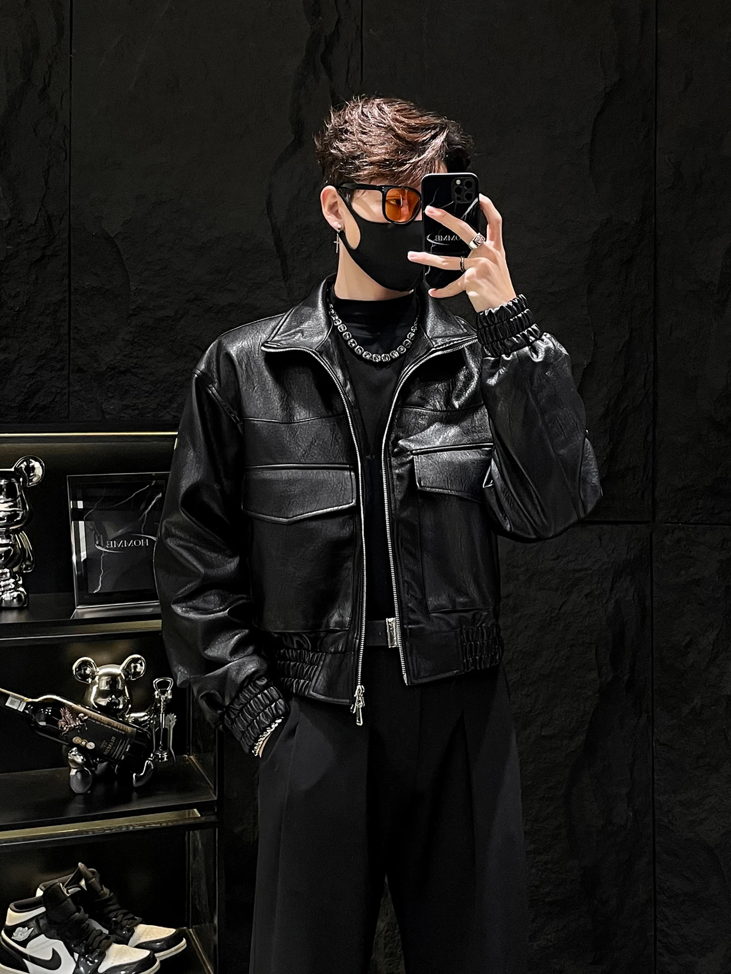 

Осеннее мужское кожаное пальто из искусственной кожи с крупными кетами, повседневное байкерское молодежное кожаное пальто Vitali Faion