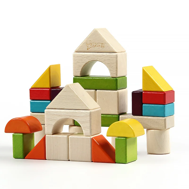 Children\'s early education puzzle building blocks box - colorful building blocks kindergarten Beech toy creativity