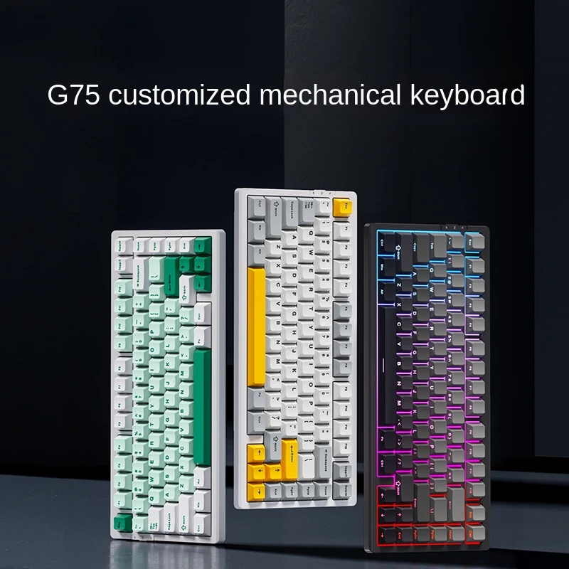 

G75Pro 75% Layout Mechanical Keyboard Tri-Mode Wireless Bluetooth Hot Swap Gasket RGB Ergonomics PBT Keycaps E-Sports Game