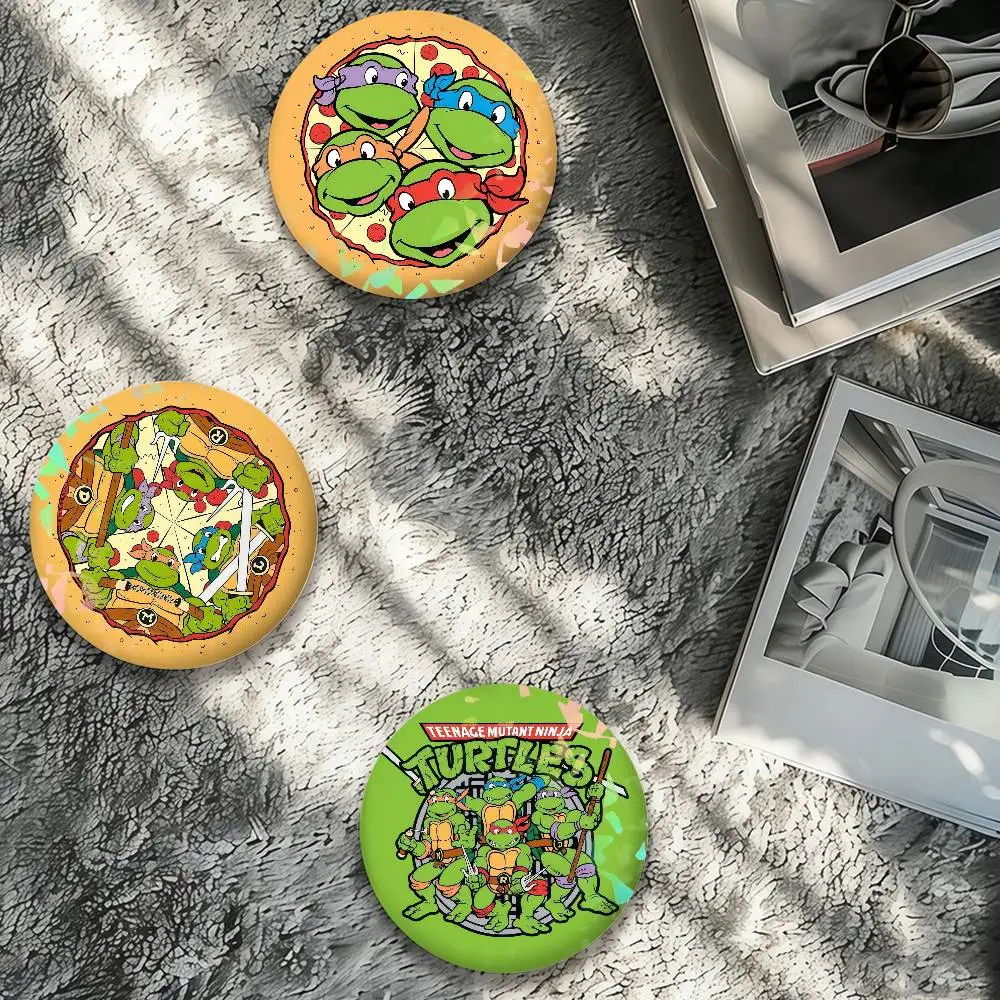 T-TMNT Cartoon Laser Badge Creative Pins Brooch for Bag Clothes Hat Decor Gifts Fans Collect