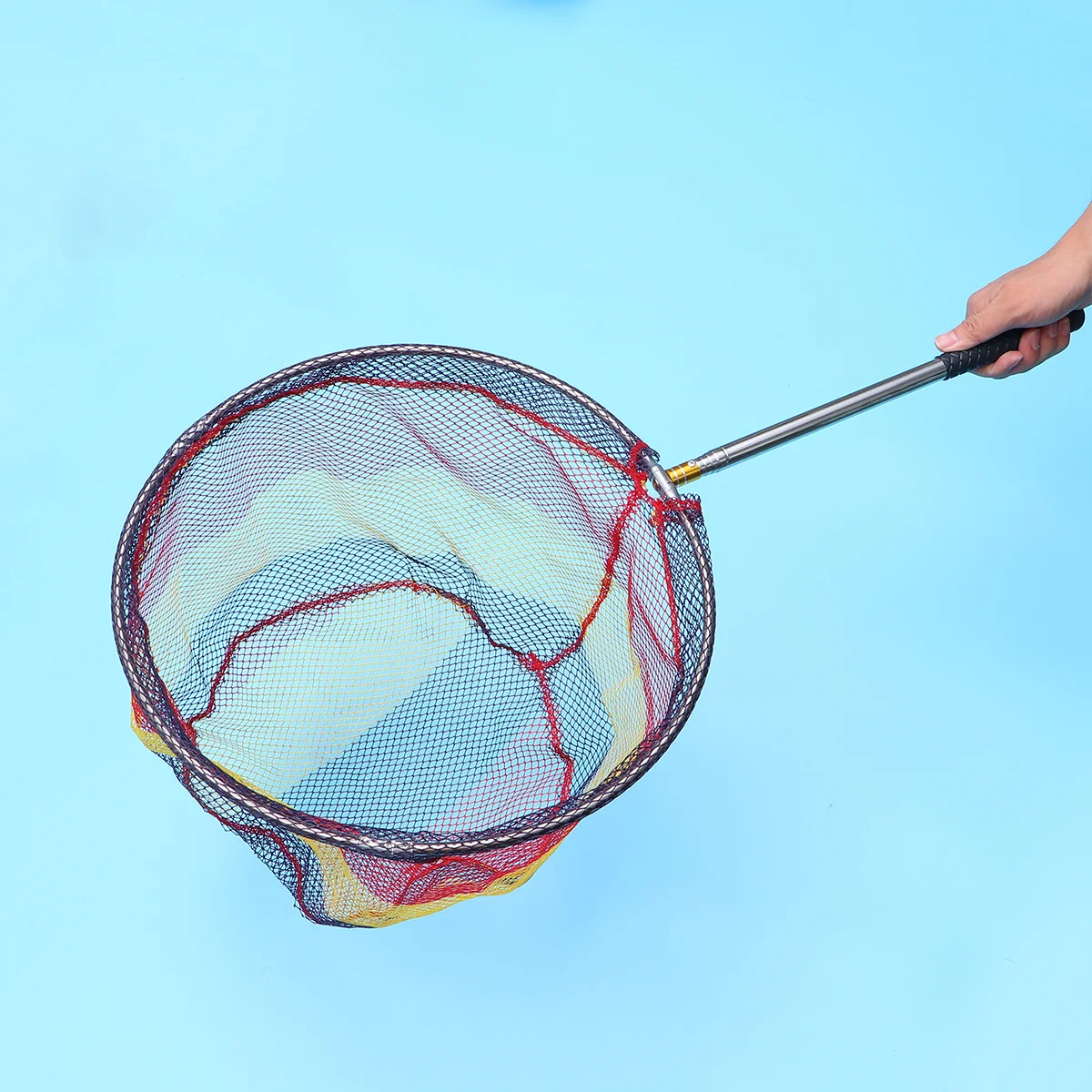 الصيد صافي القطب ملعقة قصيرة صغيرة صافي مرنة 5 قسم الفولاذ المقاوم للصدأ القطب الأبيض الملونة 40 سنتيمتر الصيد شبكة دائم سهلة #1