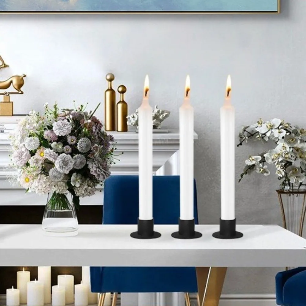 

Decorative Retro Candle Holders Iron Round Candlestick Holder Sturdy Decorative Candle Stand Tabletop Decor