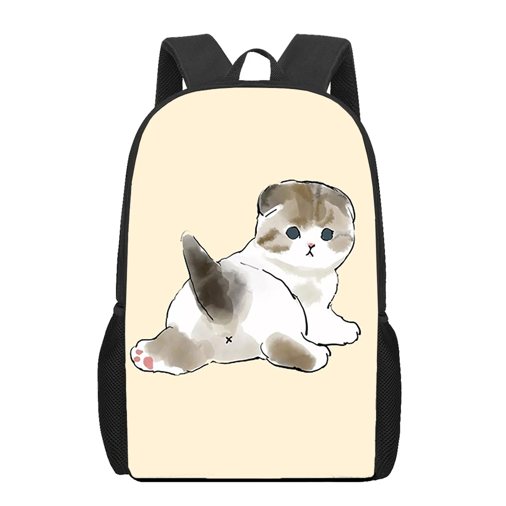 

cute lovely cat food animals 3D Print School Bag Set for Teenager Girls Primary Kids Book Bags Children Satchel Mochila Infantil