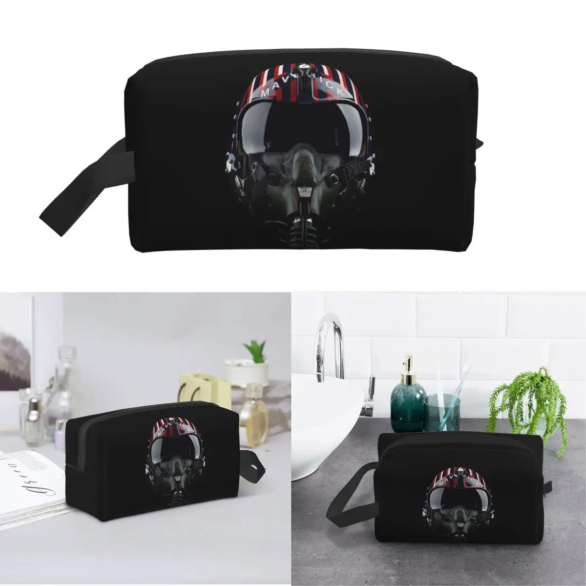 Steampunk Pilot Air Fighter Helmet Makeup Bag Cosmetic Organizer Storage Dopp Kit Toiletry Cosmetic Bag for Women Beauty Travel