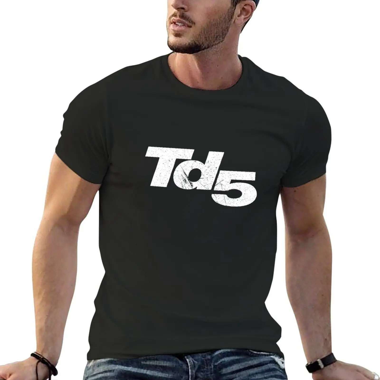 Land Rover TD5 Inline 5 cylinder - white distressed logo T-Shirt new edition graphic t shirt vintage baggy shirts Men's t-shirt