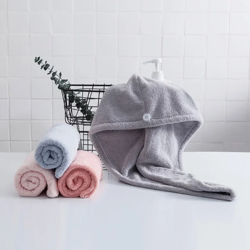 

Shower Cap Head Towel Dry Hair Cap Female Absorption Thickened Dry Hair Towel Japanese Coral Fleece Quick Drying Head Towel