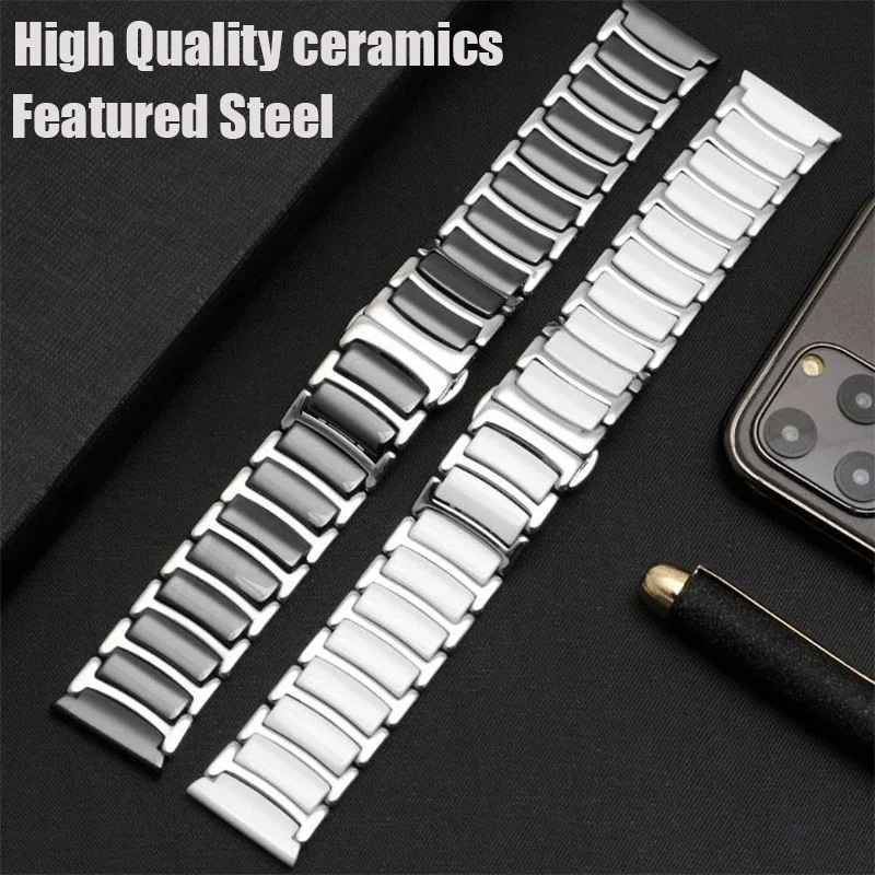 Ceramic Strap for Apple Watch Ultra Band 49mm 45mm 44mm 41mm Accessories Stainless Steel Bracelet for Apple Watch Series 8 7 6 5