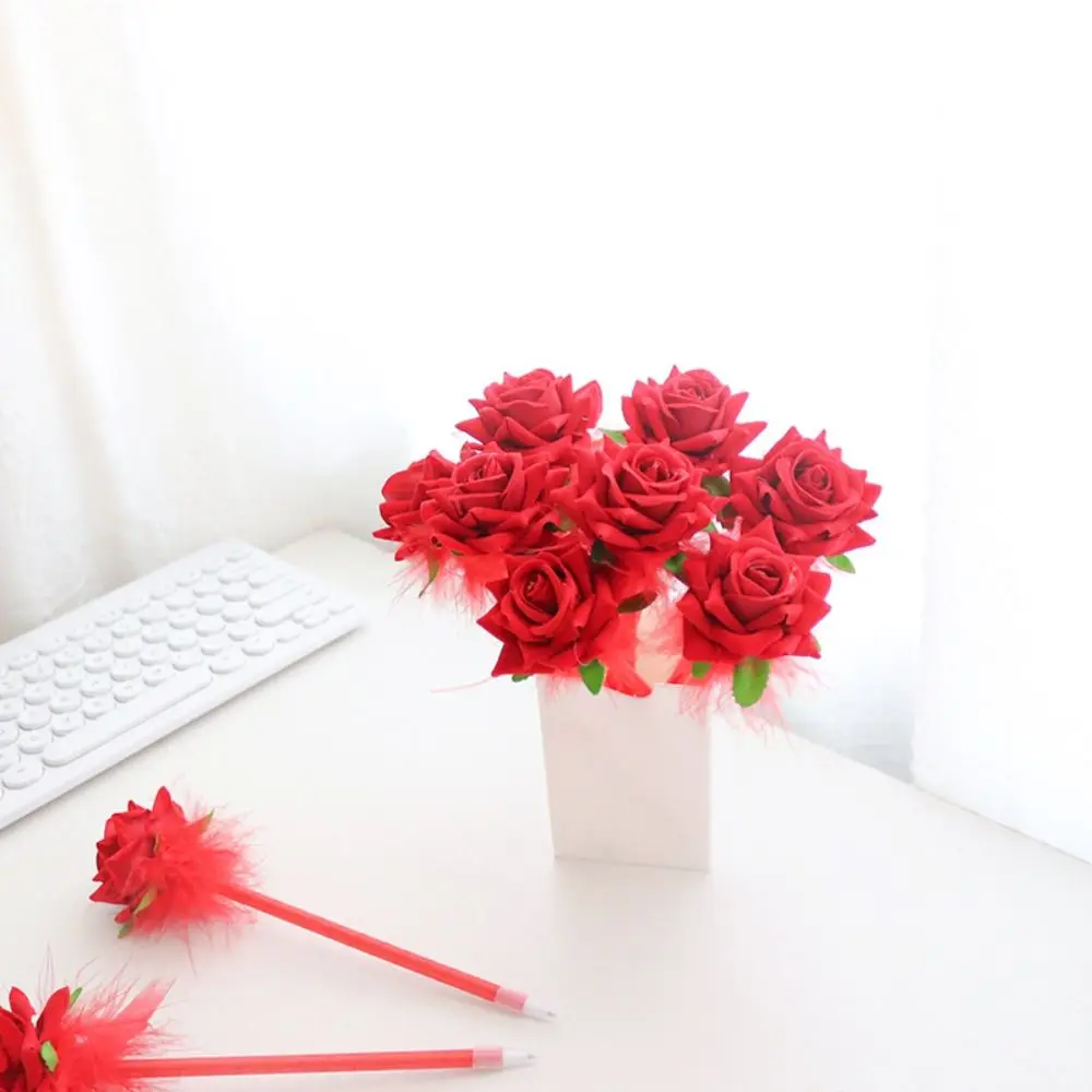 Best Wishes-Bolígrafo con forma de flor rosa, regalo del Día del Maestro, bolígrafos de Gel neutros de secado rápido, tinta azul, bolígrafo creativo y encantador, papelería