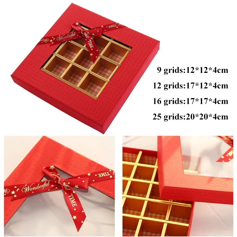 Chocolate Boxes Packaging Wedding Cookie Candy Gift Box With Bow Valentines Day Chocolate Display Box Birthday Party Decoration