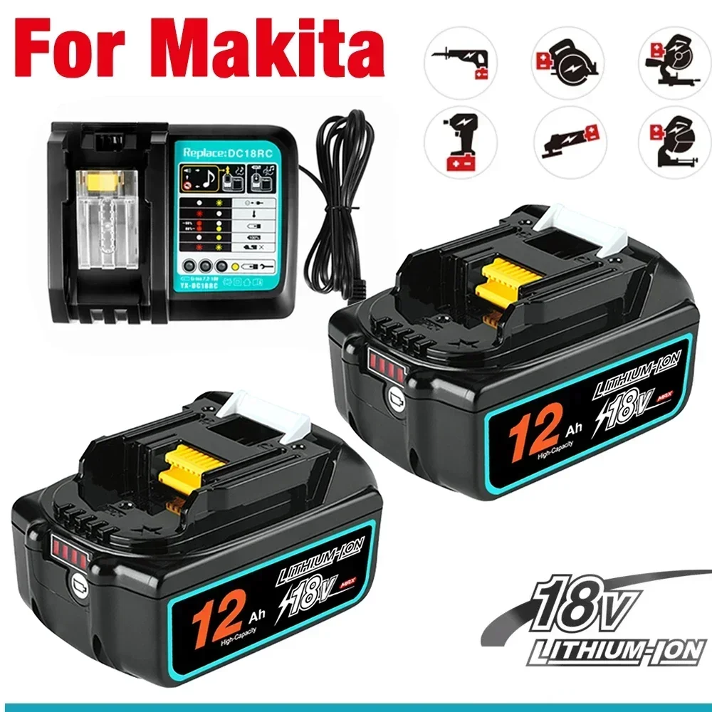 

100% Makita Original 18V 12000mAh Lithium ion Rechargeable Battery 18v drill Replacement Batteries BL1860 BL1830 BL1850 BL1860B