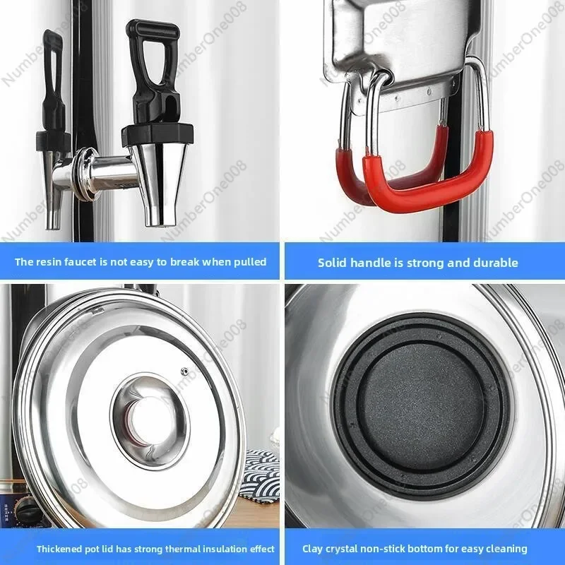 Electric thermal insulation stainless steel steam  water heater large capacity soup pot automatic heating commercial soup bucket