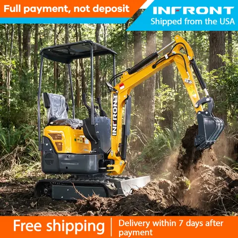 Full Payment, Not Deposit Mini Excavator with Side Swing Function 1.2 Ton Small Digger with Bucket & Canopy for Garden Farm.