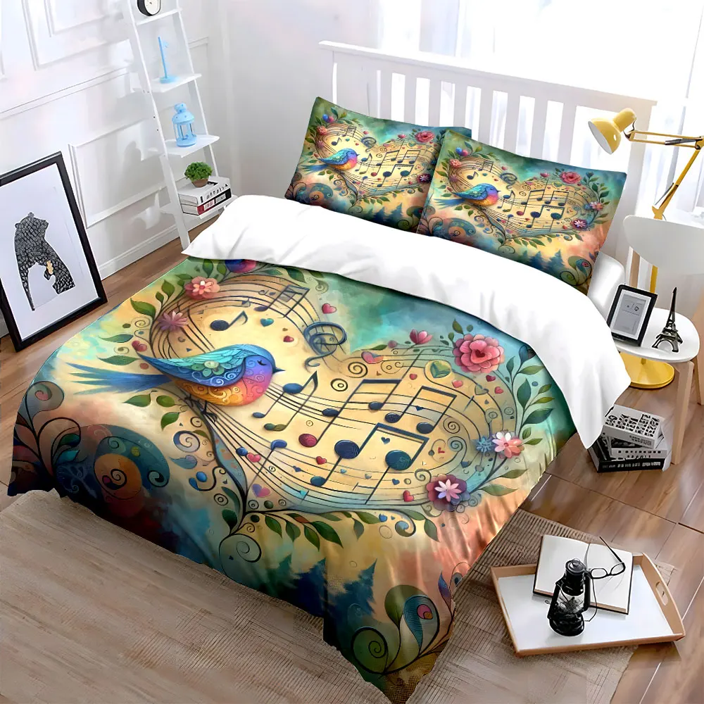 

"Colorful Musical Design for Decor" Exquisite three-piece bedding set gift for kids and adults