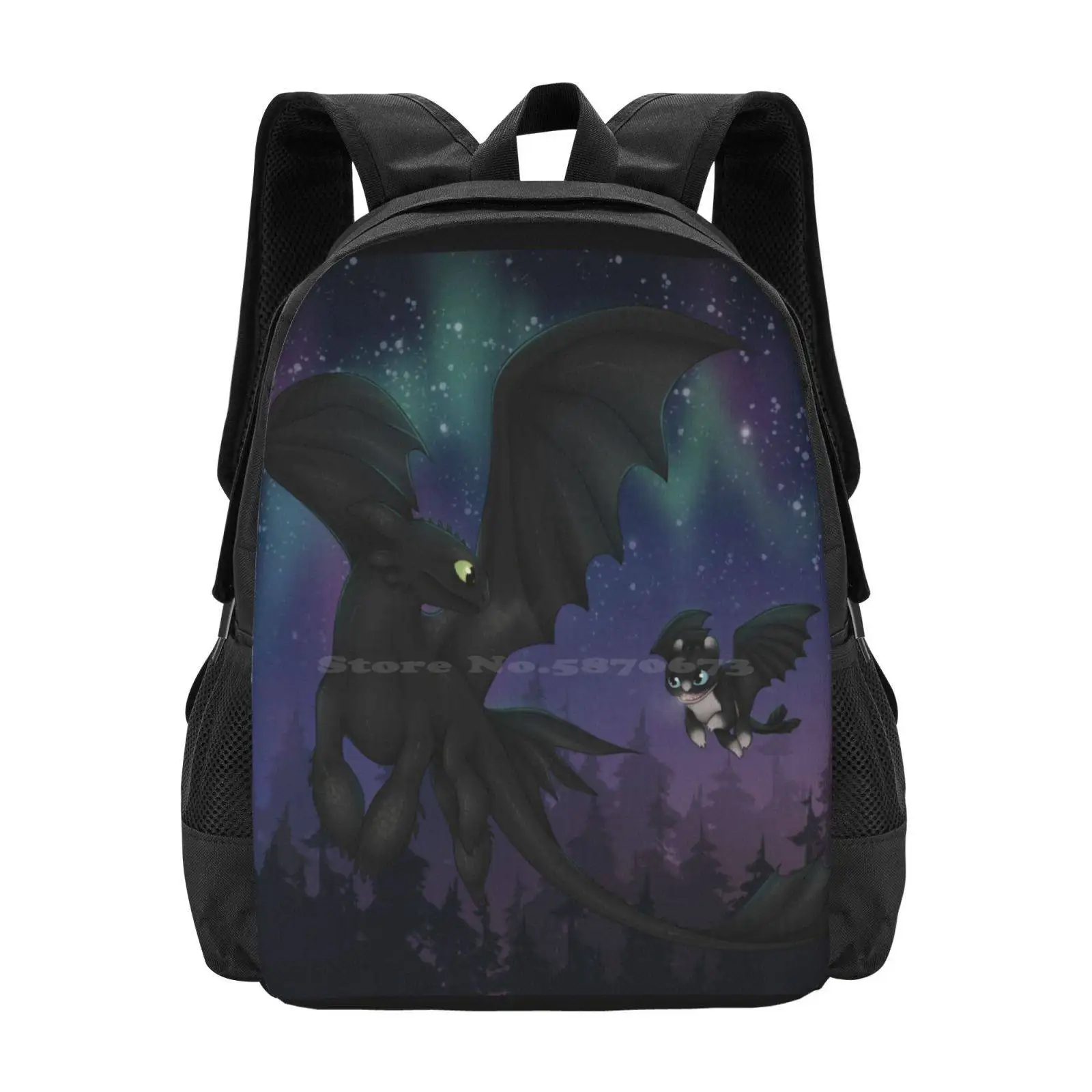 Night Flight Hot Sale Schoolbag Backpack Fashion Bags Stars Night Sky Polar Lights