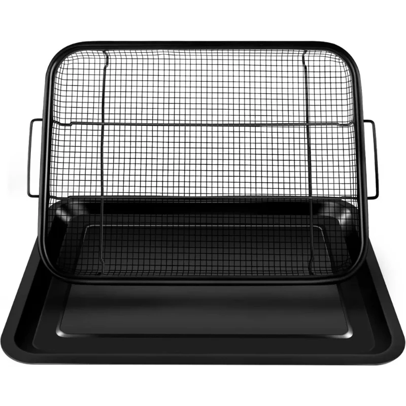 2 in 1 Oven Air Fryer Basket and Tray Oil Frying Baking Pan Non-stick Chips Basket Baking Dish Grill Mesh Kitchen Bakeware Set