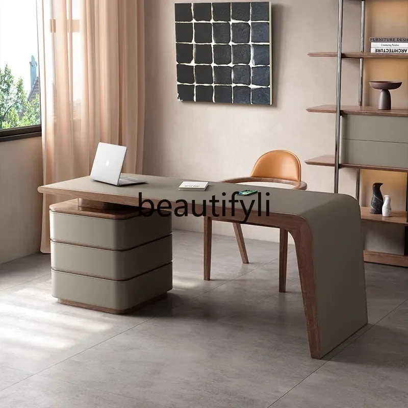 

Asmt51 ss ретро-стиль седло кожаный стол из цельного дерева итальянский минималистичный домашний компьютерный стол для спальни