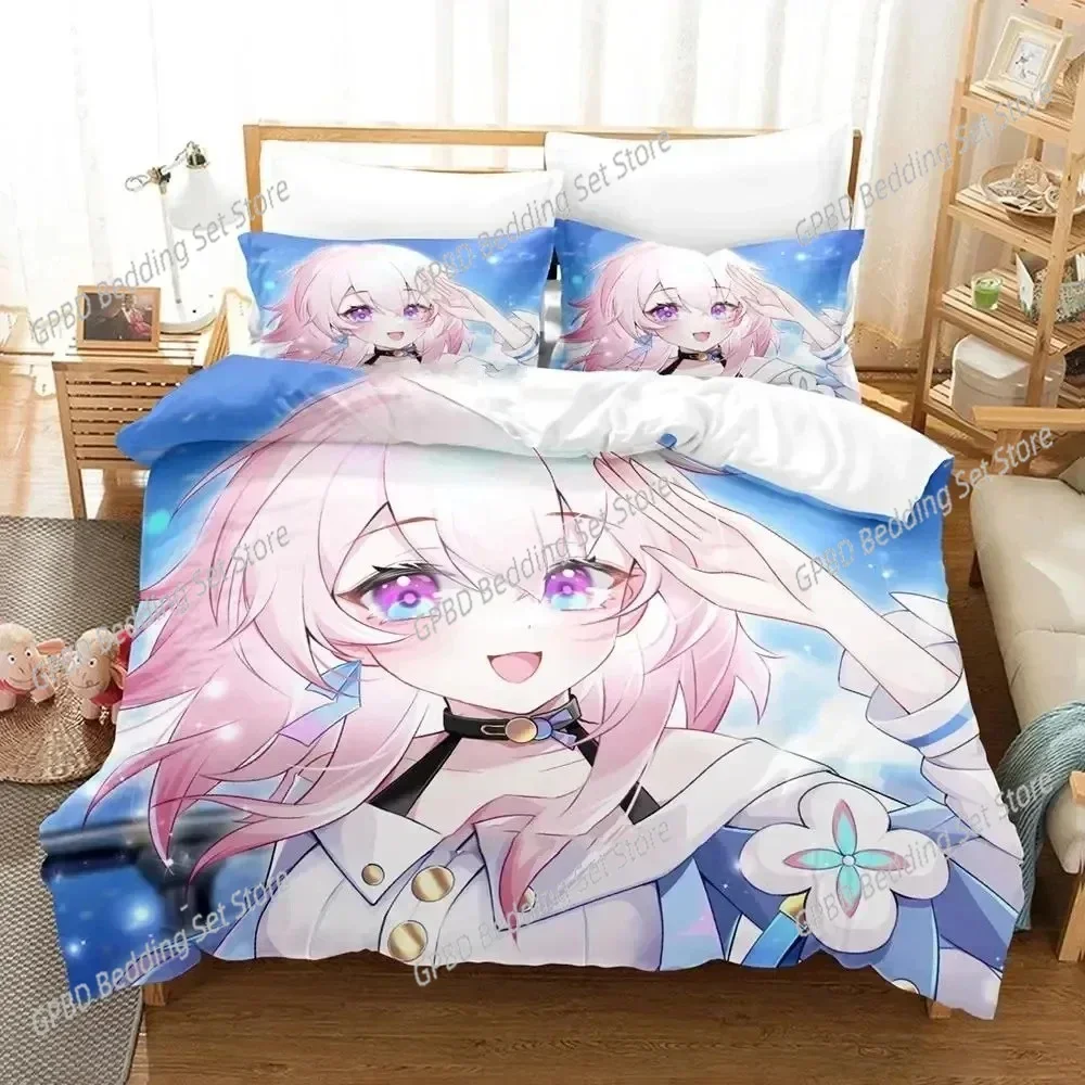 Anime Game Honkai Star Rail Comfortable Duvet Quilt Cover Pillowcase Bedding Set Children Bedroom Decoration Home Textile