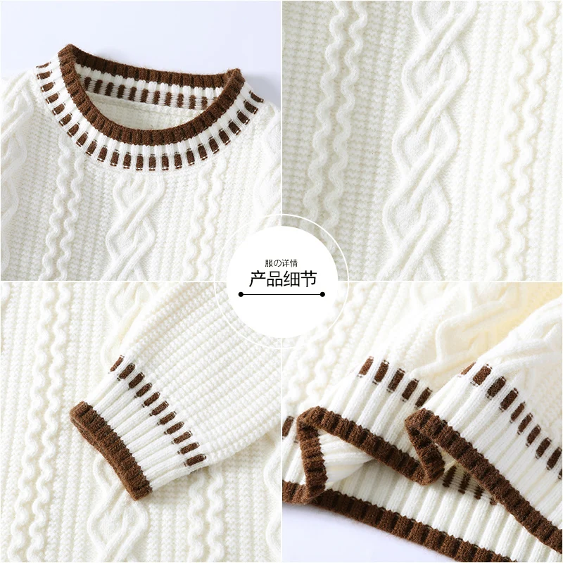 Nuevo suéter de punto a la moda para hombre, Sudadera con capucha holgada con cuello redondo, cálido, ocio, Otoño Invierno, suéter de punto elegante para ir al trabajo