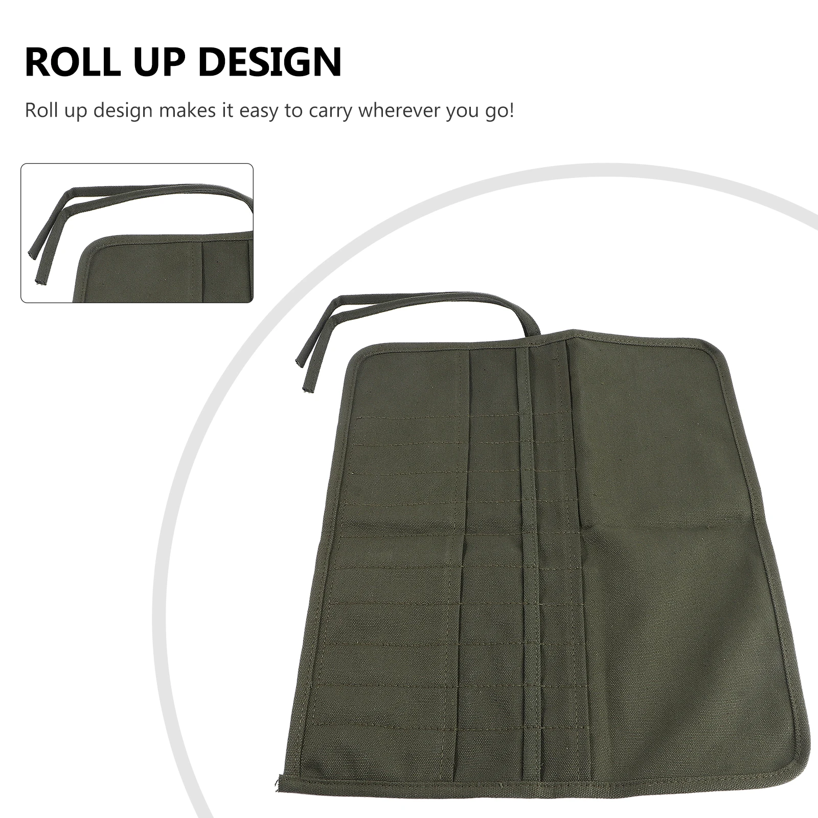 

Roll Up Painting Brush Bag Green Durable Canvas 42x325cm Holder Case Separate Pouches Portable Art Brush Storage