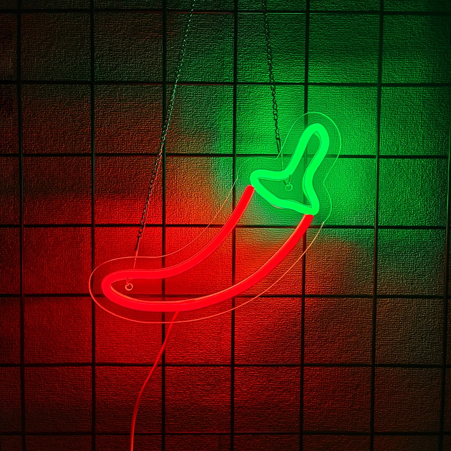 Letrero Luminoso de Pimiento para Decoración de Pared, Letrero Luminoso para Decoración de Restaurante, Fiesta de Barbacoa, Decoración de Fiesta de Degustación de Chile, Supermercado