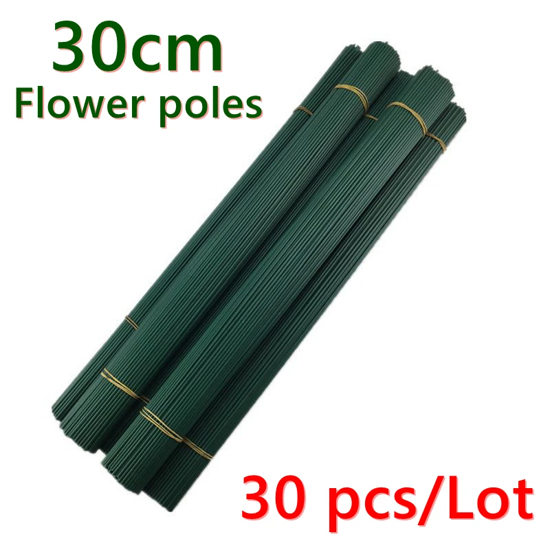 30cm Green Flower Stem Sticks Floral Material Handmade Wire Stem Accessories Flower Stick Pole Wedding Decor for DIY Craft
