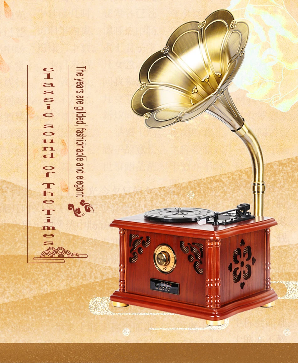 hot sale Wooden retro Phonograph jukebox vinyl disc recording player
