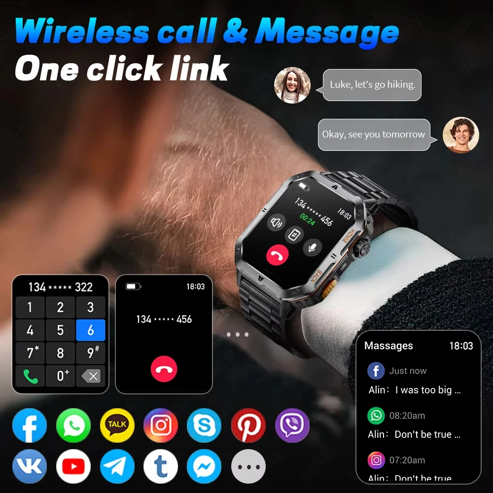 2025 nuevo reloj inteligente GPS militar resistente para hombres para Xiaomi Bluetooth llamada monitoreo de salud AI voz deportes relojes inteligentes impermeables