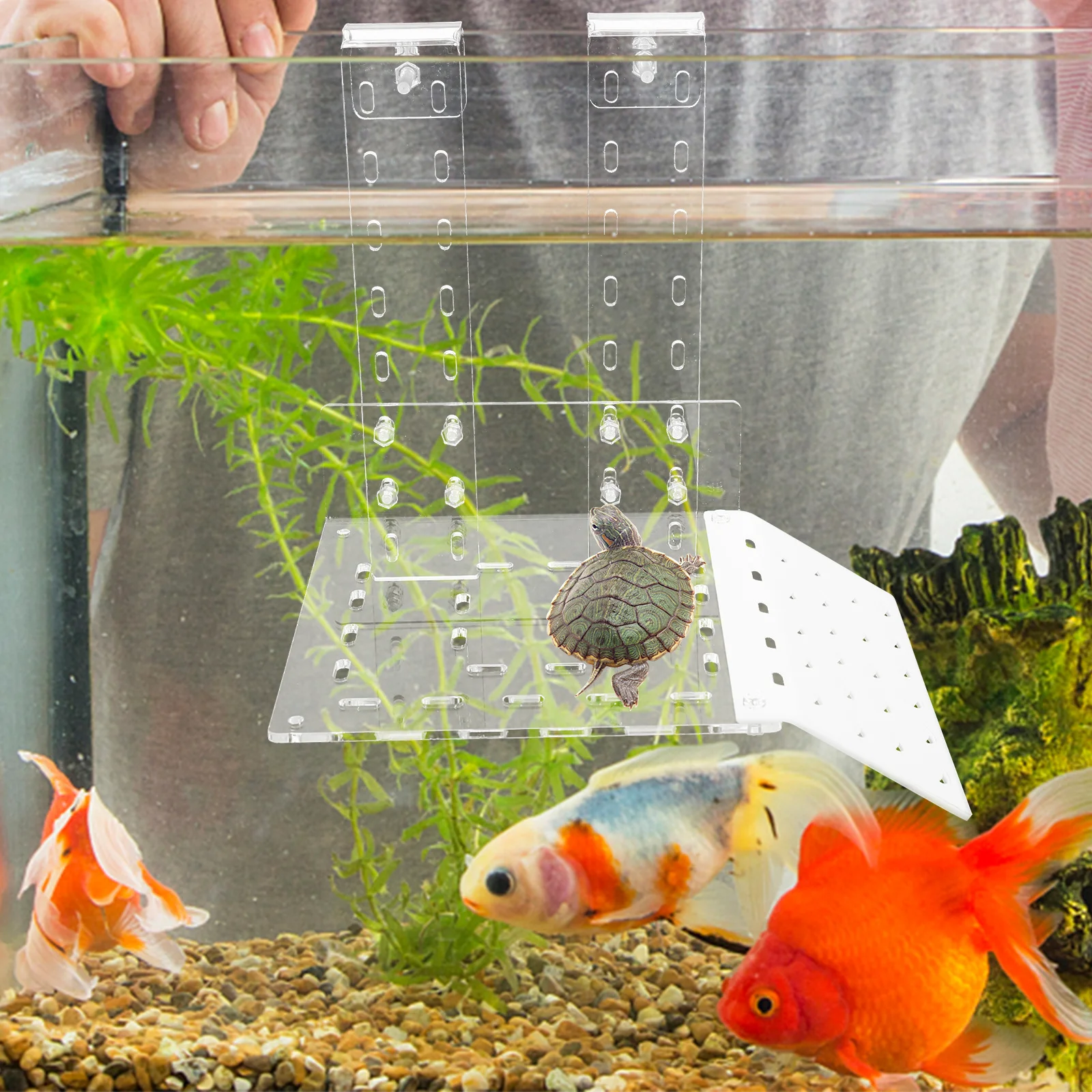 

Acrylic Clear Reptile Basking Platform Turtle Terrace Tank Decoration Sturdy Non-Deformable Easy Install Gift Fish Tank Decor