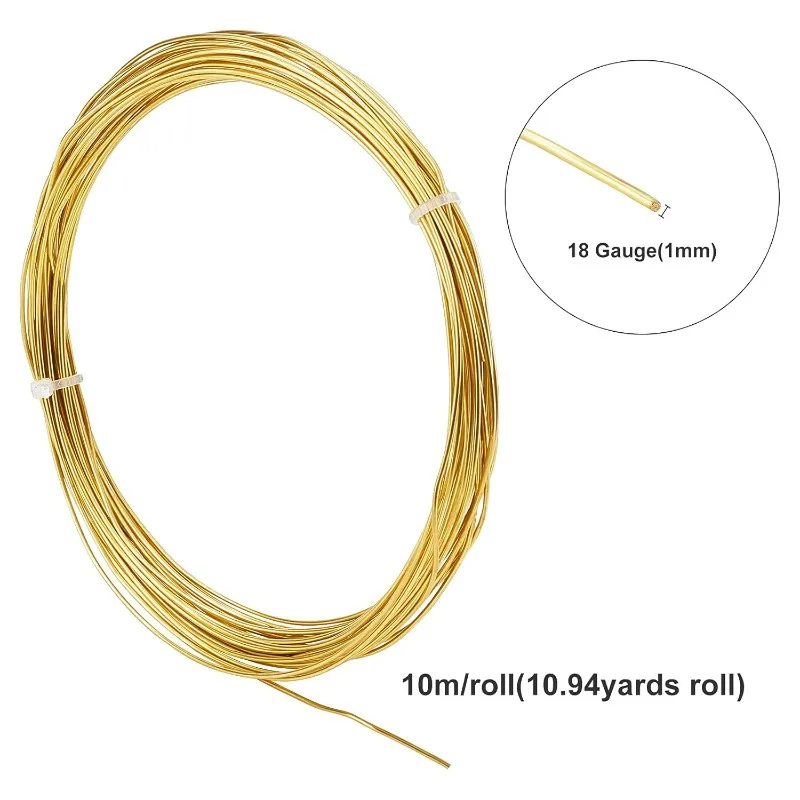 18 Gauge 32.8 Feet Round Copper Wire Gold Brass Wire for Jewelry Beading Craft Work