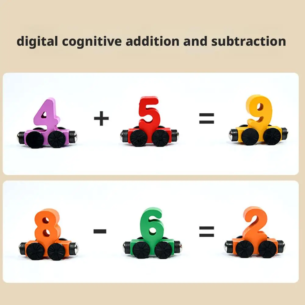 NEW Number Digital Magnetic Wooden Train Toys Colorful Building Blocks Educational Hand-eye Coordination Magnetic Digital Train