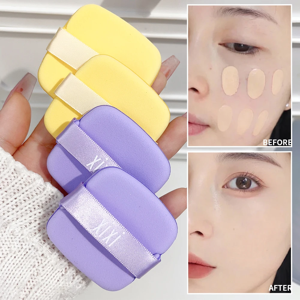 6pcs/set Square Air Cushion Puffs with Box Soft Purple Green Yellow Wet Dry Use Makeup Puff Concealer Foundation Cosmetic Sponge