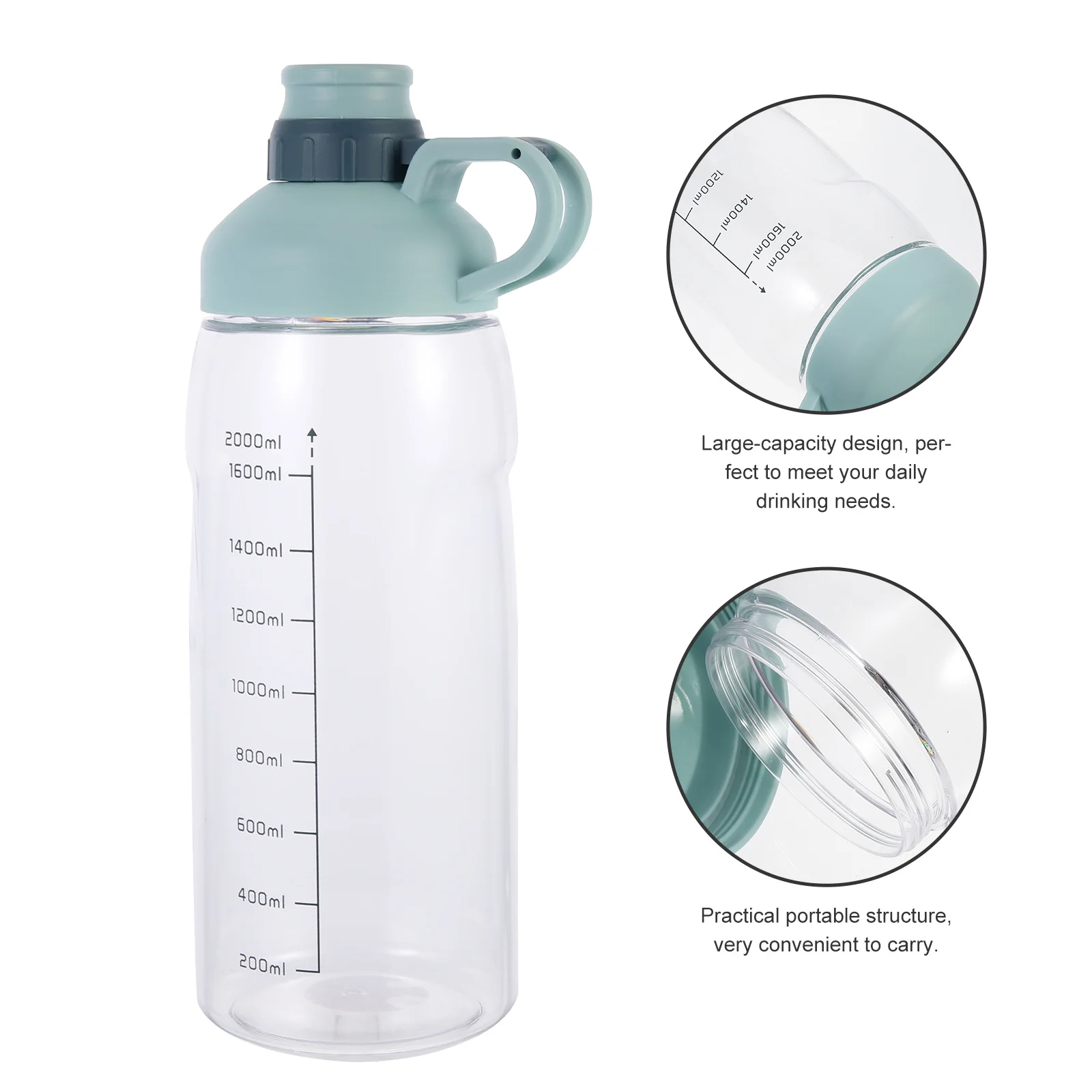 

Outdoor Sports Water Bottle Large Capacity Portable Durable Design Easy Hold Track Water Intake Milk Juice Beverages Fitness