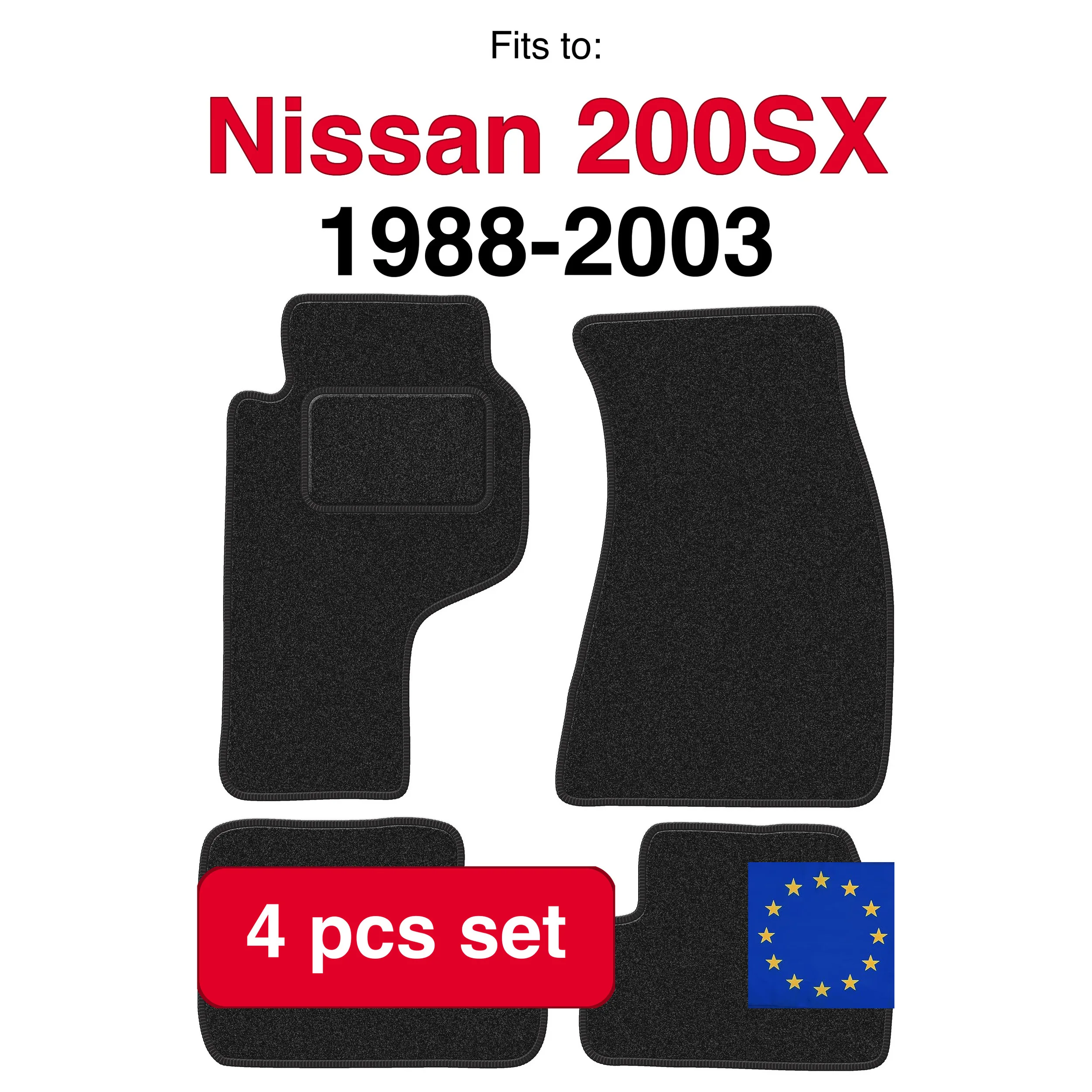 ANTHRA velours automatten voor Nissan 200SX Coupe (1988-2003) - antraciet (4 stuks) in de auto passende automattenset