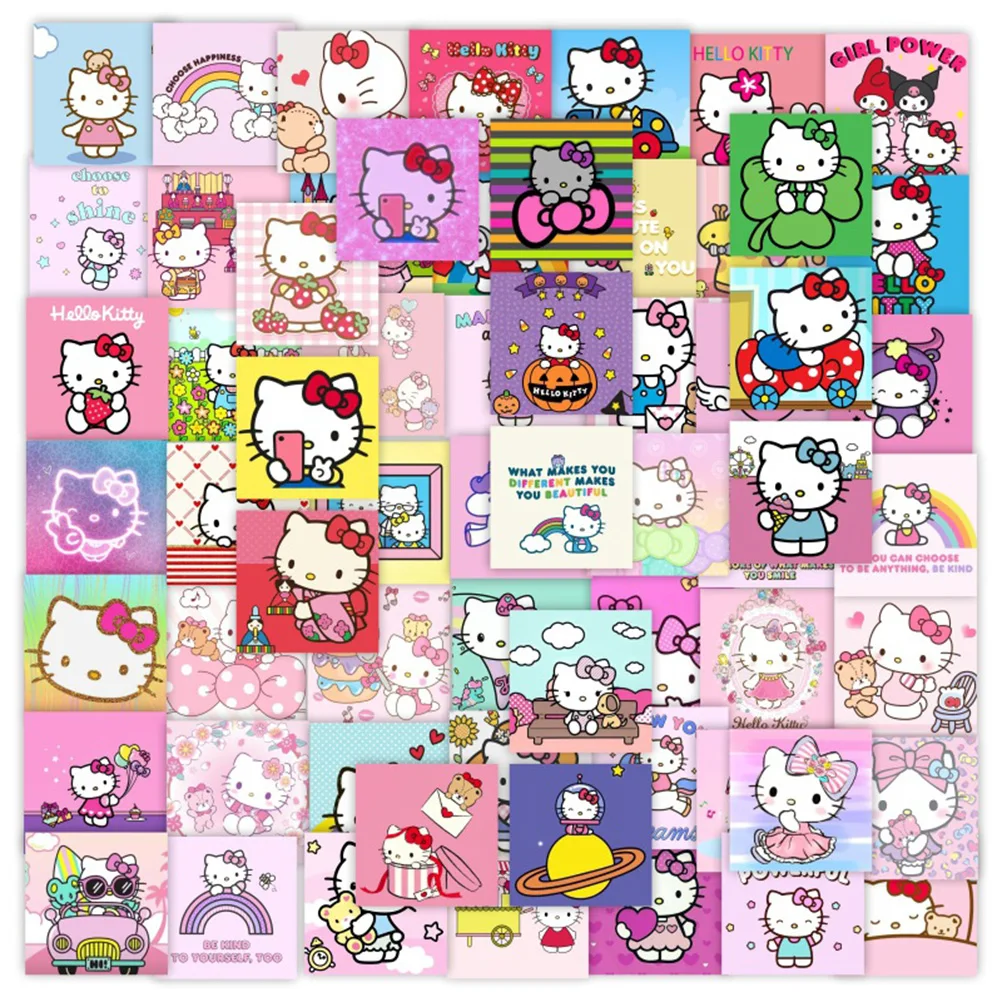 

10/30/63pcs Cartoon Hello Kitty Stickers Kawaii Girls Waterproof DIY Phone Case Laptop Diary Cute Aesthetic Sticker for Kids Toy