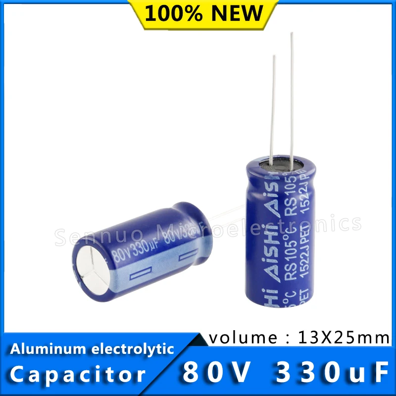 10Pcs Capacito 80V 330UF 13*25 13x25 mm 330uf80v 13X25 Aluminum Electrolytic Capacitor High Frequency Low Resistance