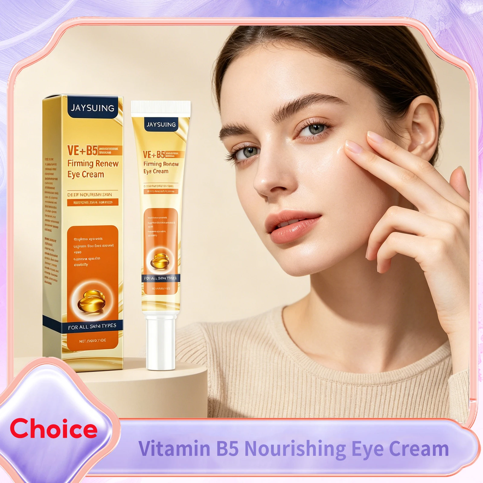 Vitamin B5 Eye Cream Anti-Aging Reduce Fine Lines Puffiness Remove Dark Circles Eye Bags Whitening Moisturizing Under Eyes Cream