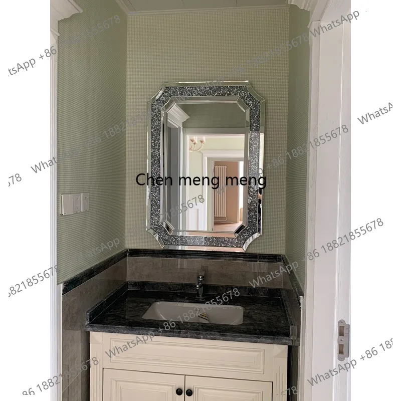 Light luxury wall-mounted mirror, bedroom makeup mirror, dining side porch, fireplace, diamond-encrusted decorative mirror